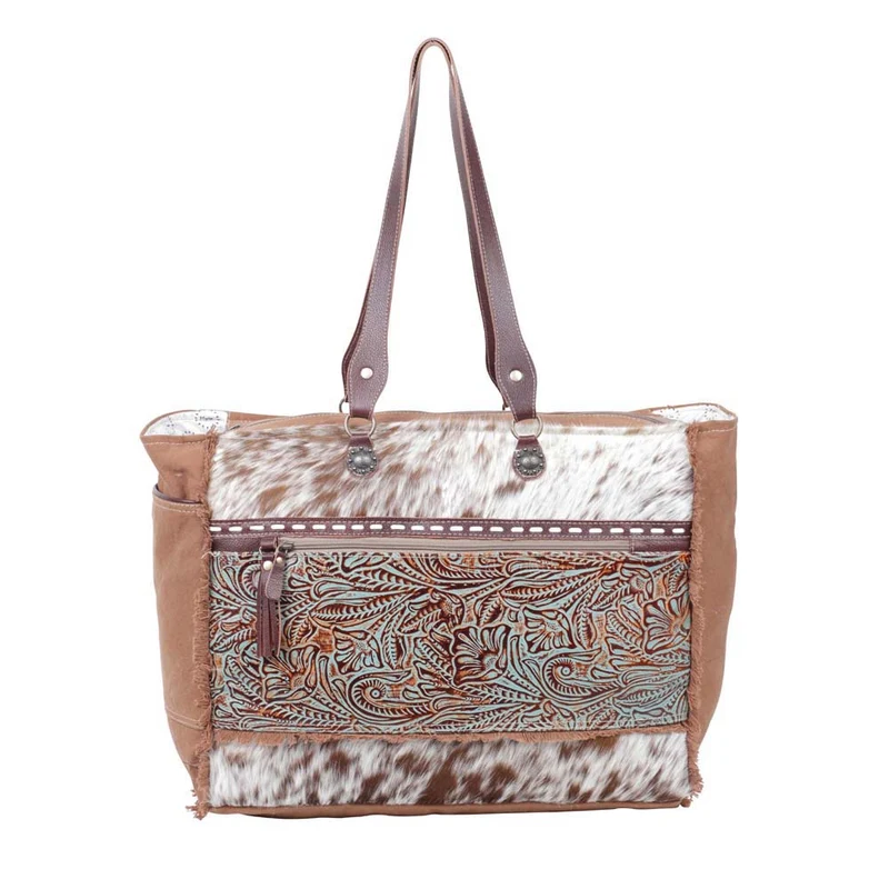 Myra Juniper Canvas & Hair-On Cowhide Weekender Bag