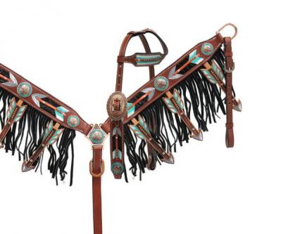 Cut-out Arrow Design Headstall and Breastcollar Set