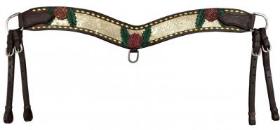 Hand Painted Rose Tripping Collar With Gold Snakeskin Inlay