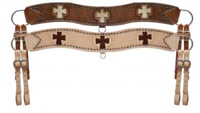 Basketweave Tooled Tripping Collar with Cross