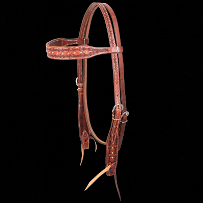 Barbwire & Brass Dots Browband Headstall