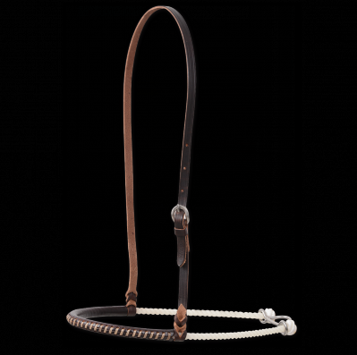 Single Rope Noseband w/ Chocolate Harness Leather Cover