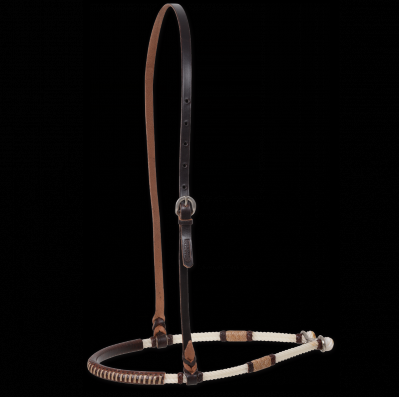Double Rope Noseband w/ Rawhide knots & Chocolate Harness Leather