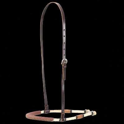 Double Rope Noseband w/ rawhide knots & Harness leather