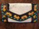 Sunflower and Cowhide Wallet With Buckstitching