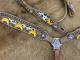Cheetah Inlay and painted sunflower Headstall and Breastcollar Set 1